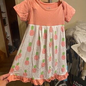 Pink and White Pineapple Print Kids Dress